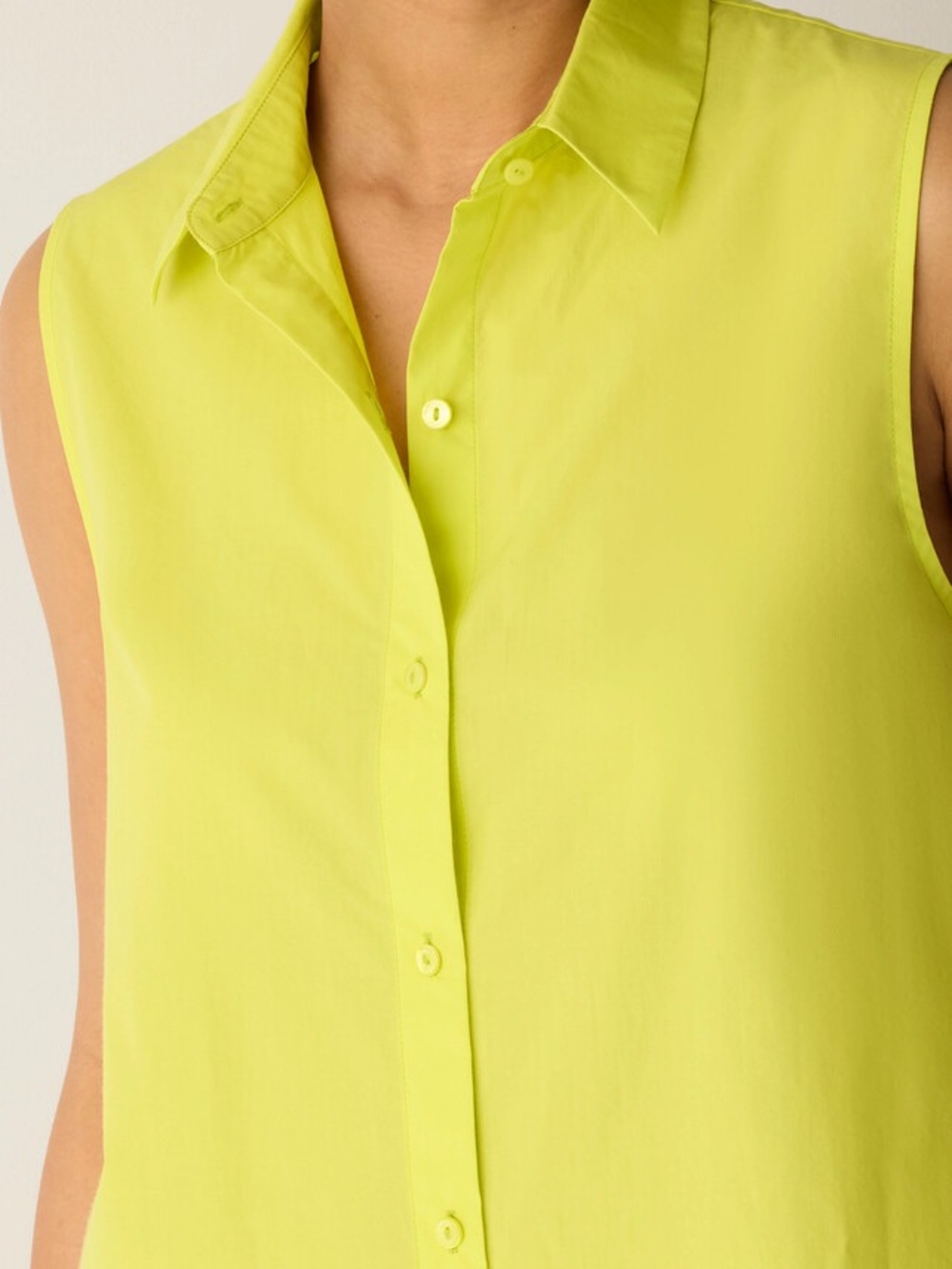 NWT Eileen Fisher Sleeveless Button-Front Top in Citron